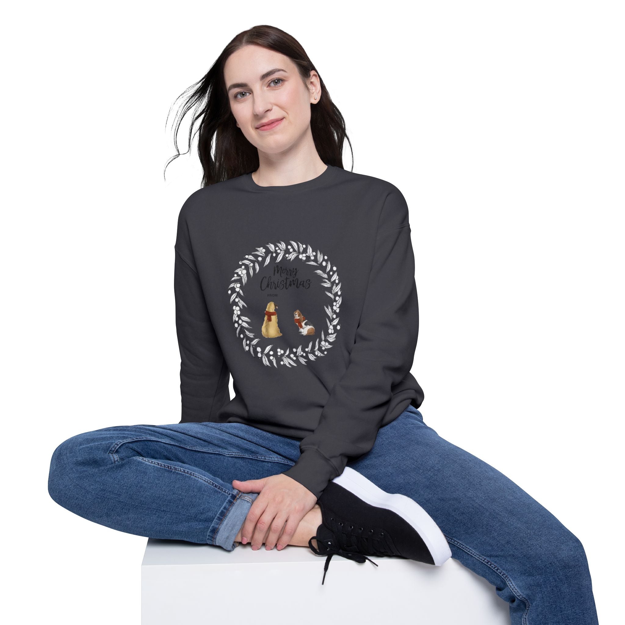 Merry Christmas From Dogs | Unisex Drop Shoulder Sweatshirt